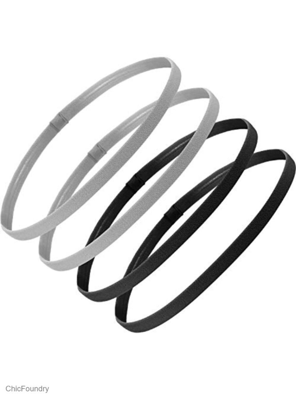 Non-Slip Elastic Sport Headbands, 4 Pack Silicone Grip Exercise Hair Bands for